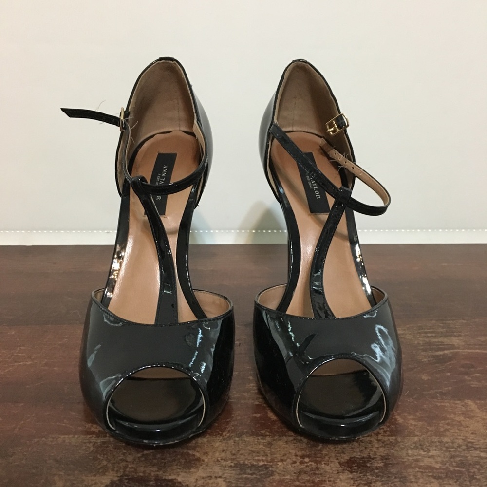 Ann Taylor Patent T-Strap Pumps